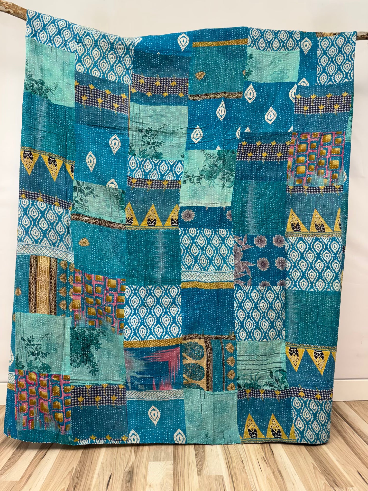 Patchwork Cotton Kantha Quilt King
