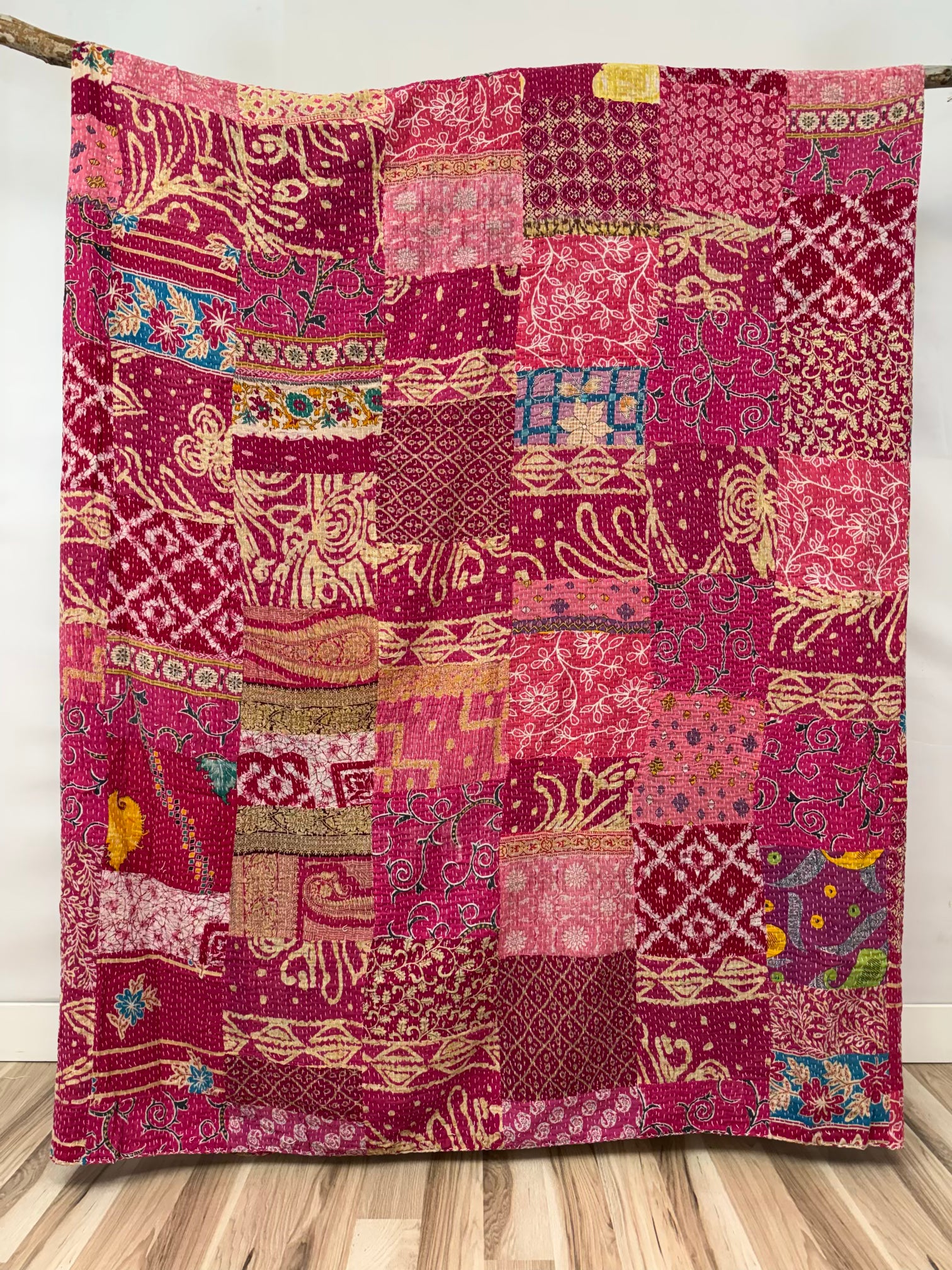 Patchwork Cotton Kantha Quilt King