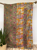 Vintage Cotton Kantha Quilt - Twin