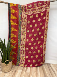 Vintage Cotton Kantha Quilt - Twin
