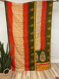 Vintage Cotton Kantha Quilt - Twin