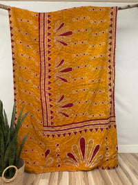 Vintage Cotton Kantha Quilt - Twin
