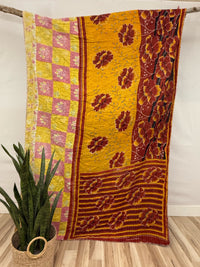 Vintage Cotton Kantha Quilt - Twin