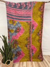 Vintage Cotton Kantha Quilt - Twin