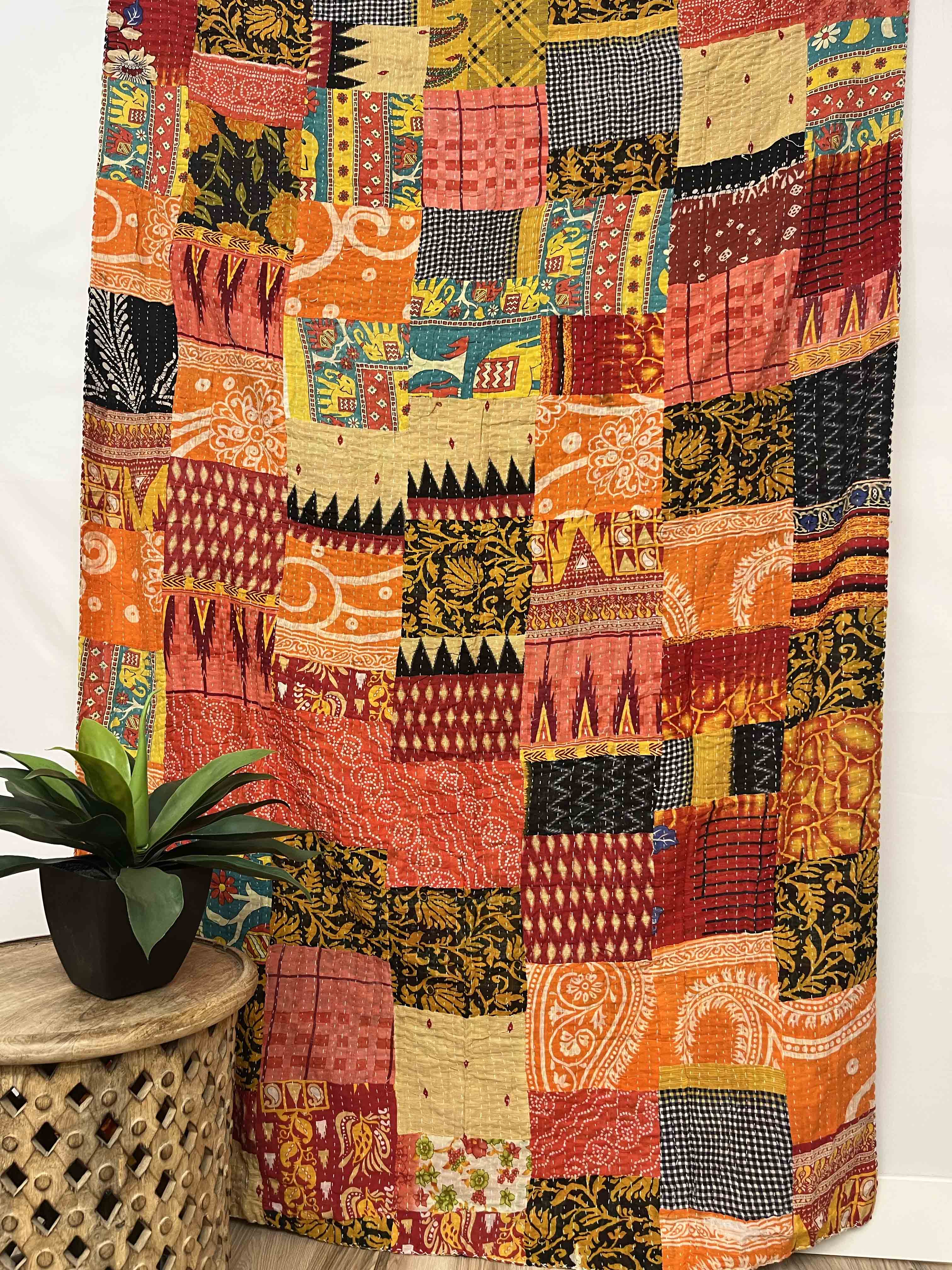 Patchwork Vintage Cotton Kantha Quilt - Twin