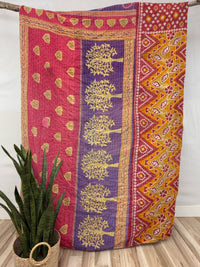 Vintage Cotton Kantha Quilt - Twin