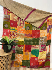 Patchwork Vintage Cotton Kantha Quilt - Twin