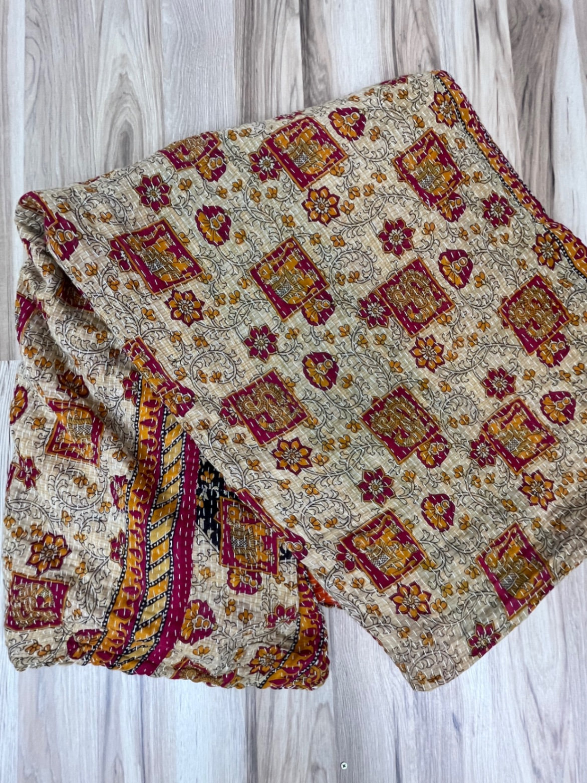 Queen Vintage Cotton Kantha Quilt