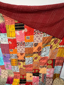 Multi Colored Silk Kantha Quilt- Queen