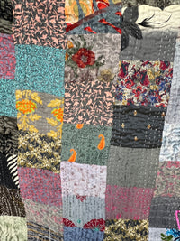 Grey Silk Kantha Quilt - Queen