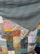 Grey Silk Kantha Quilt - Queen