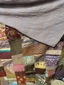 Brown Silk Kantha Quilt - Queen