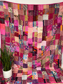 Pink Silk Kantha Quilt - Queen