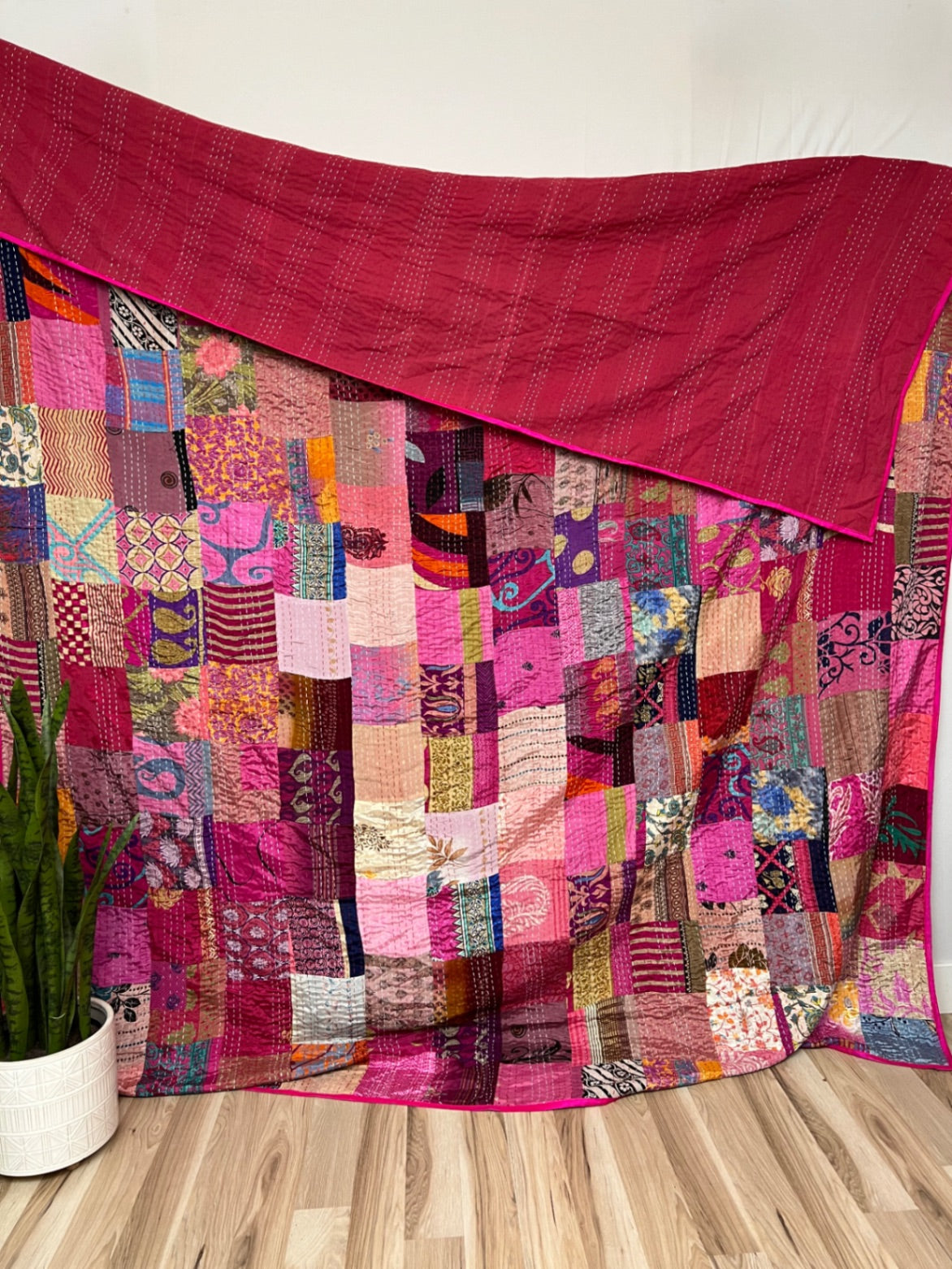 Pink Silk Kantha Quilt - Queen – Kantha Love