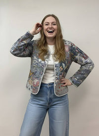 Grey Patchwork Quilted Jacket