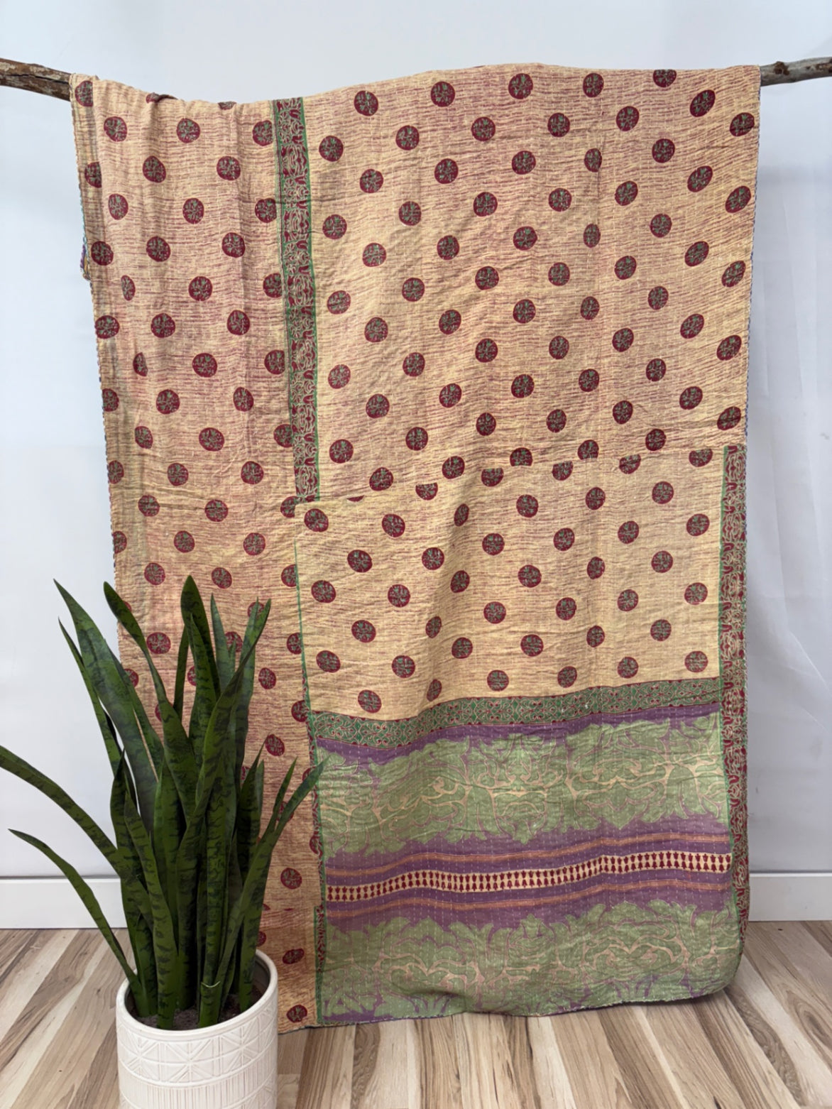Twin Vintage Cotton Kantha Quilt