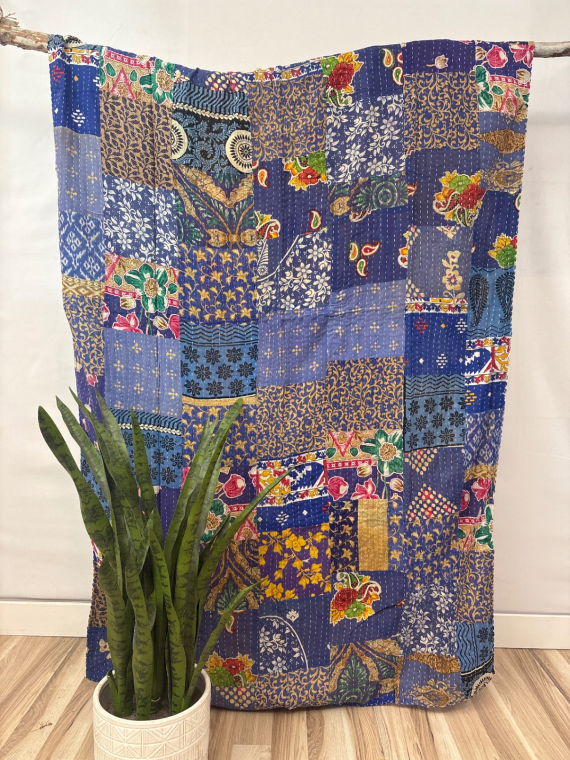 Patchwork Vintage Cotton Kantha Quilt - Twin