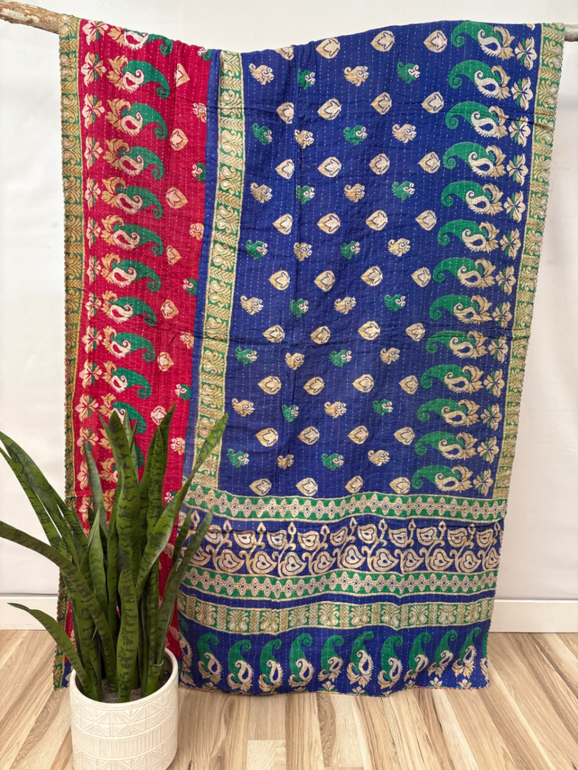 Twin Vintage Cotton Kantha Quilt