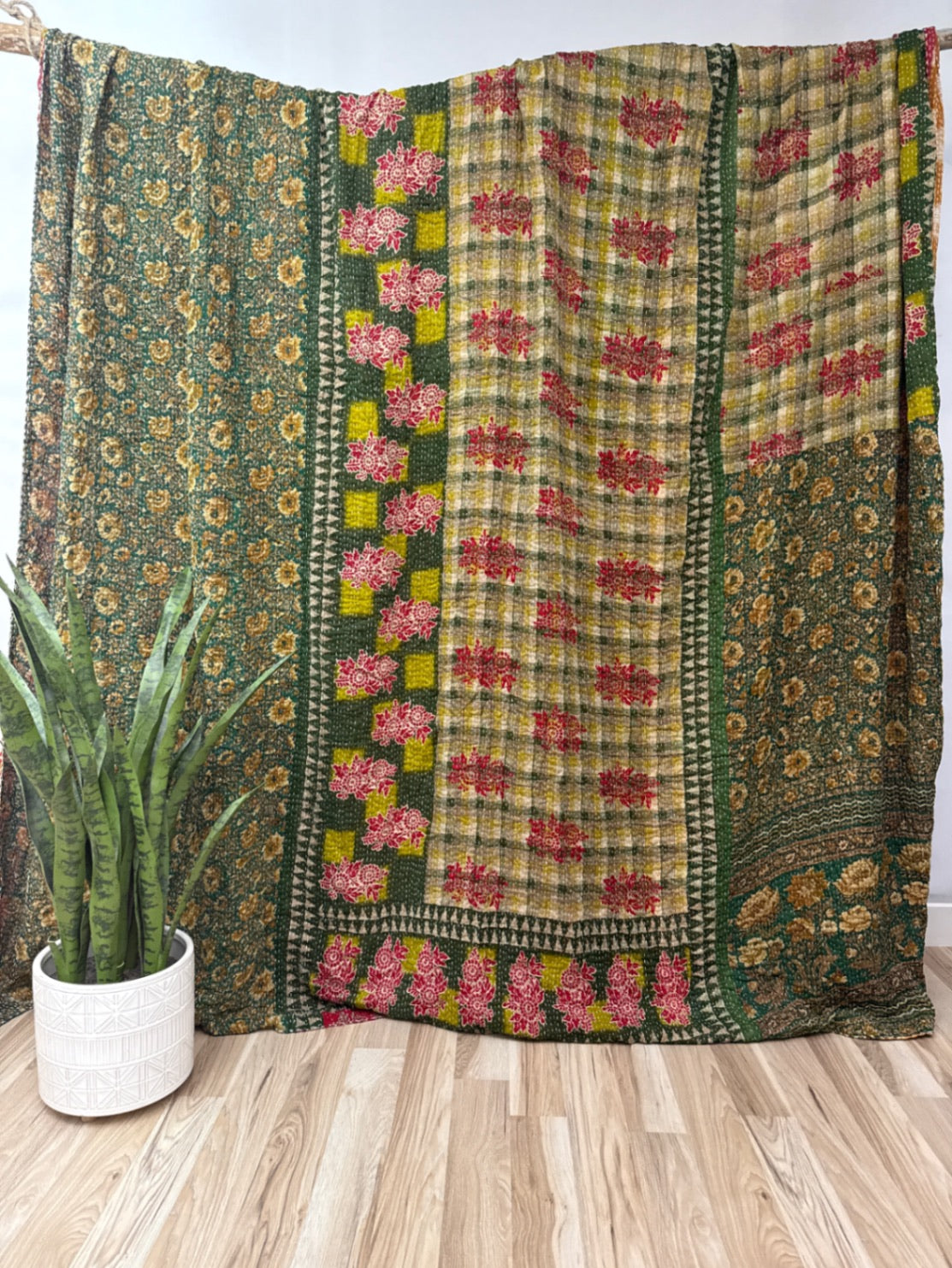 King Vintage Cotton Kantha Quilt