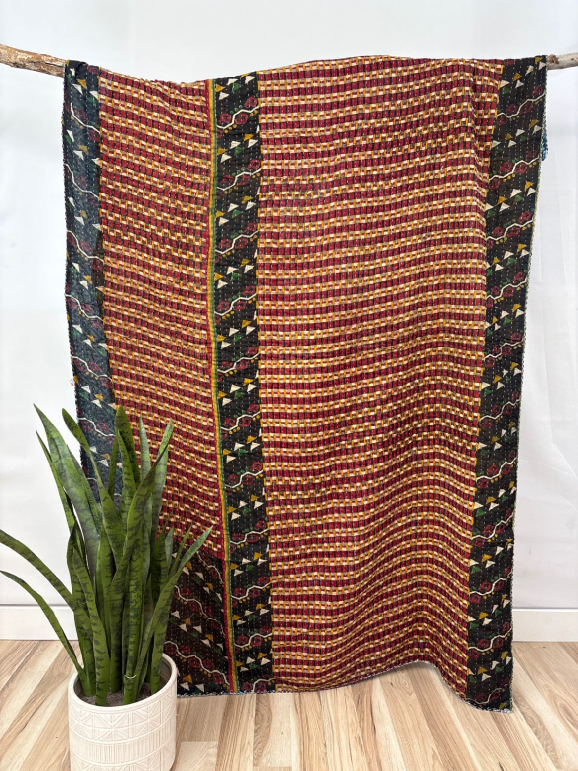 Twin Vintage Cotton Kantha Quilt