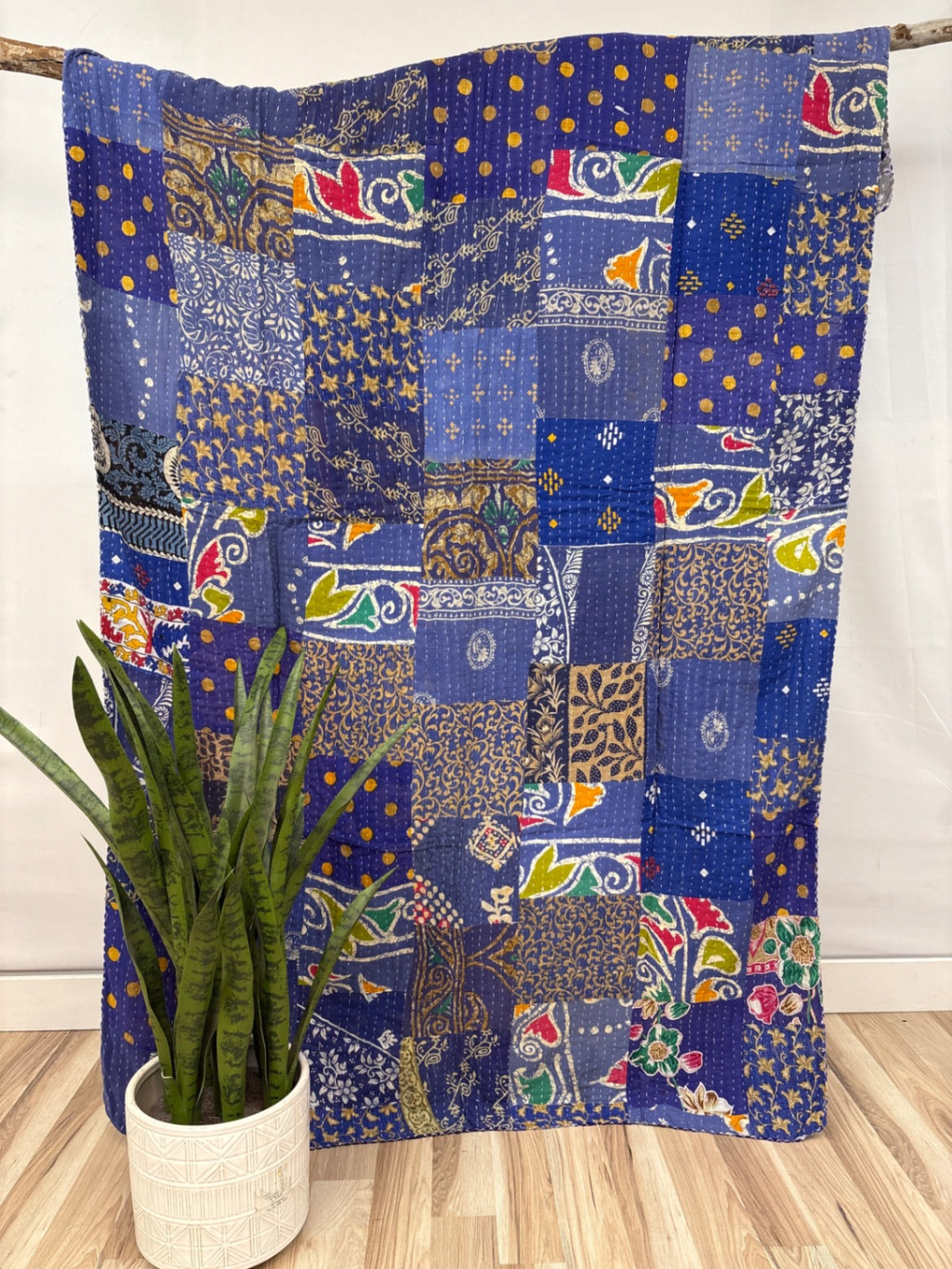 Patchwork Vintage Cotton Kantha Quilt - Twin