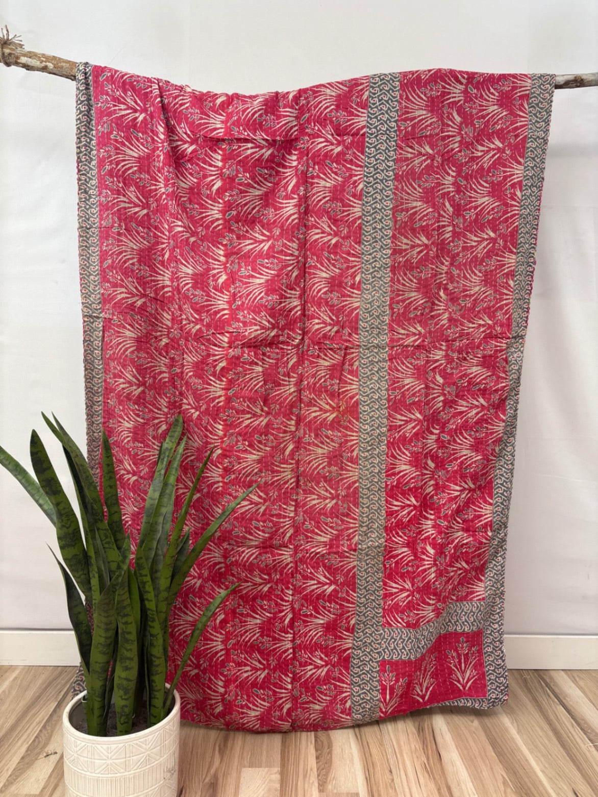 Patchwork Vintage Cotton Kantha Quilt - Twin