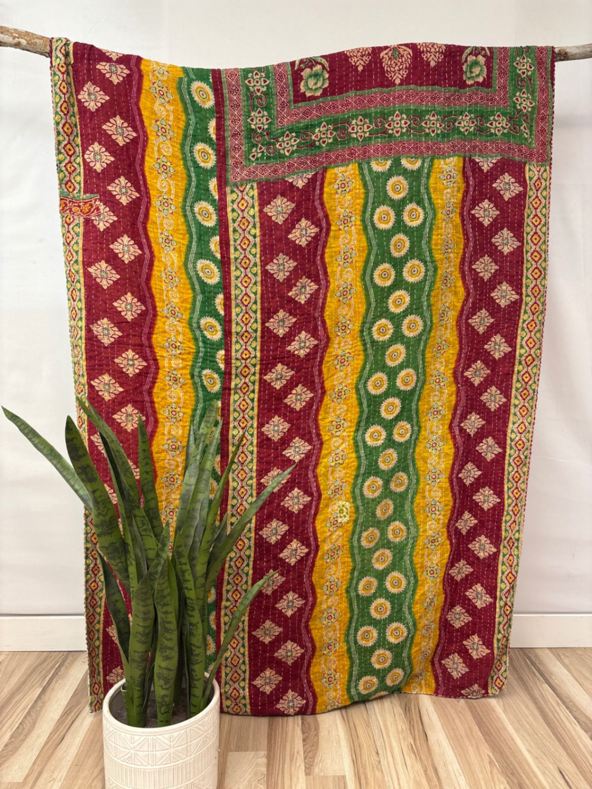 Vintage Cotton Kantha Quilt - Twin