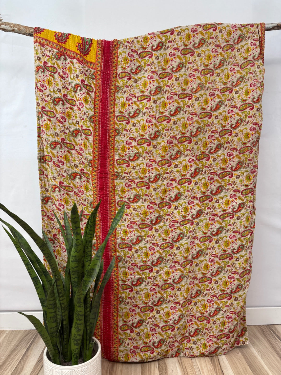 Twin Vintage Cotton Kantha Quilt