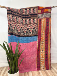 Vintage Cotton Kantha Quilt - Twin