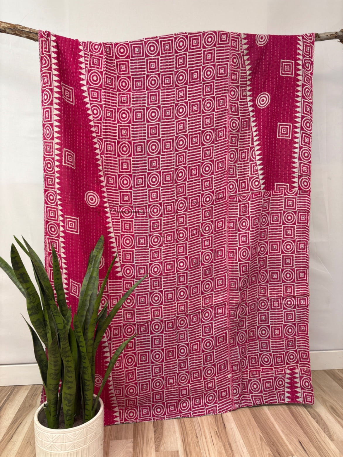 Vintage Cotton Kantha Quilt - Twin