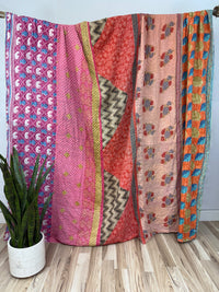 Queen Vintage Cotton Kantha Quilt