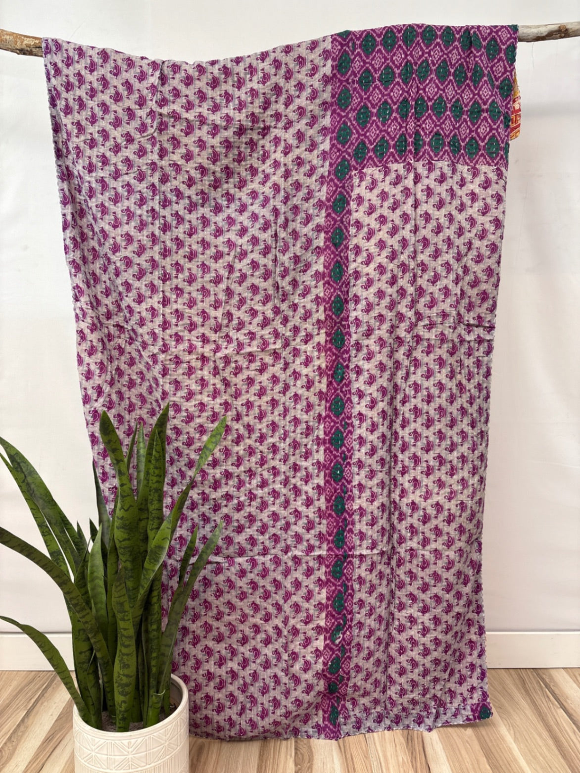 Twin Vintage Cotton Kantha Quilt