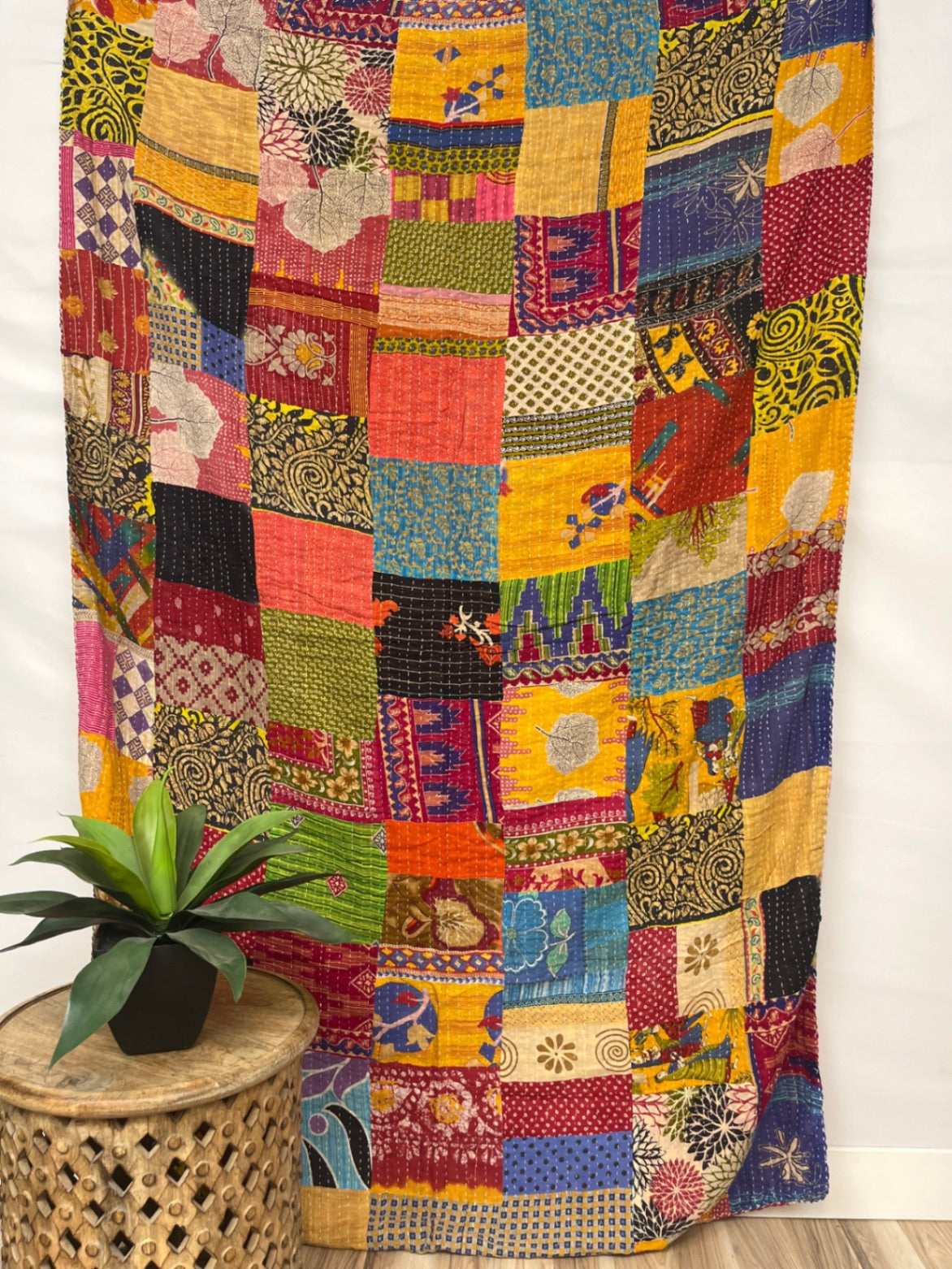 Patchwork Vintage Cotton Kantha Quilt - Twin