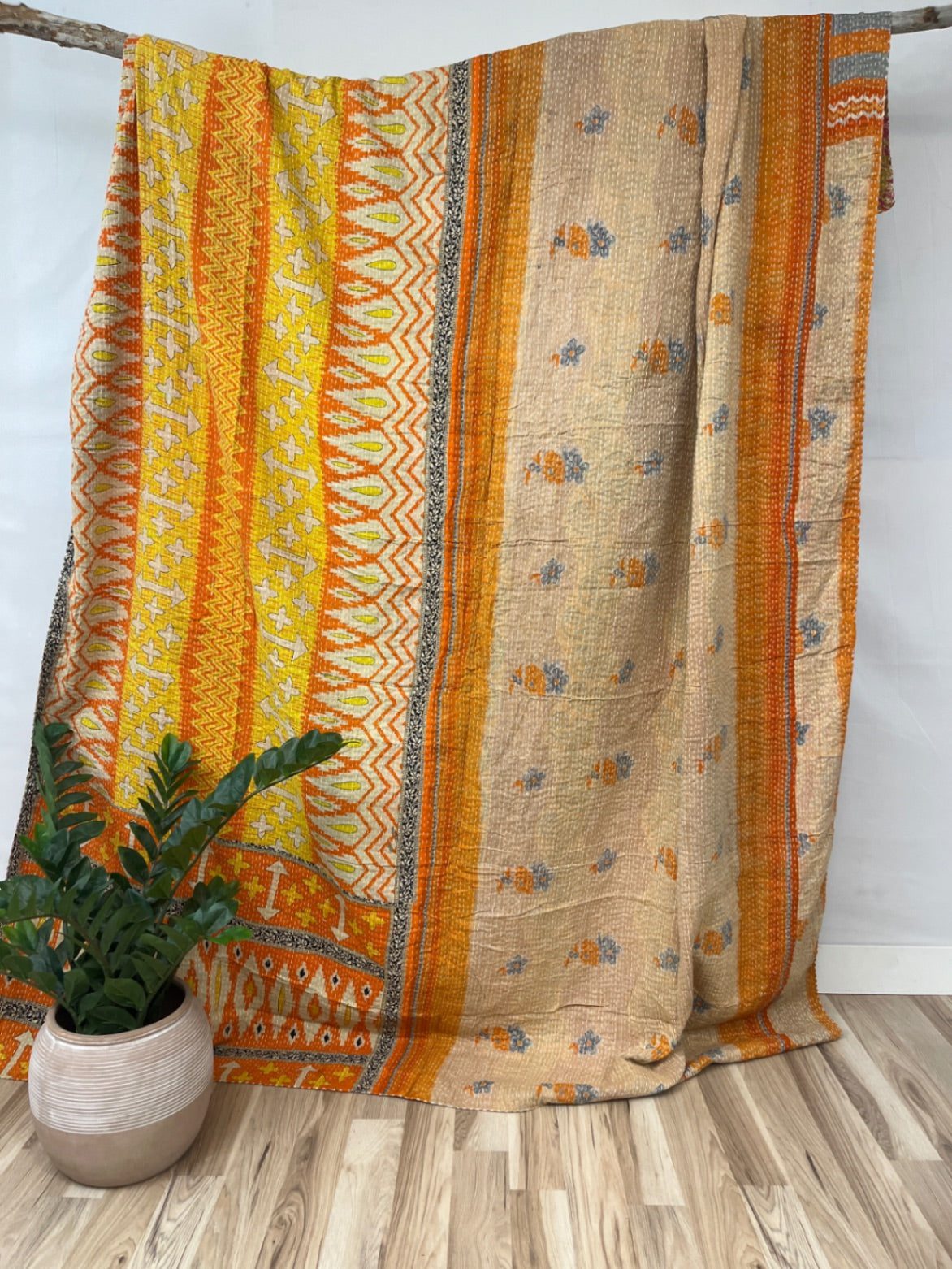 Queen Vintage Cotton Kantha Quilt