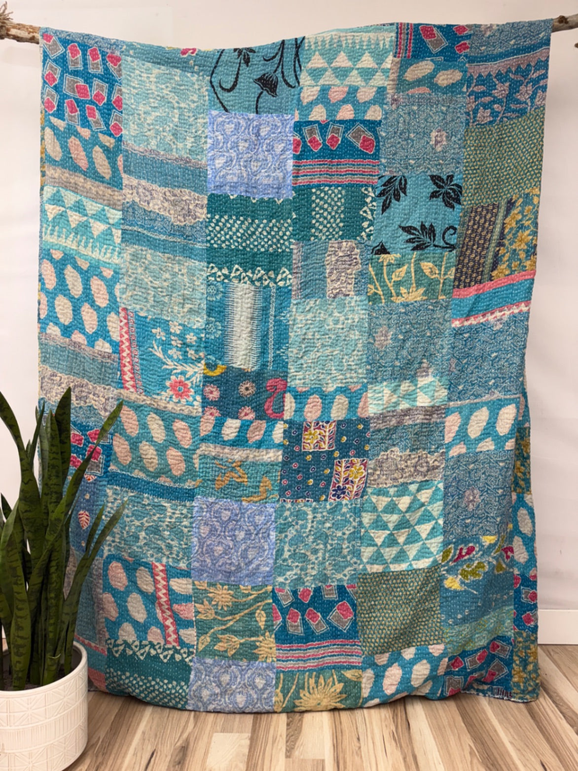 Patchwork Cotton Kantha Quilt King
