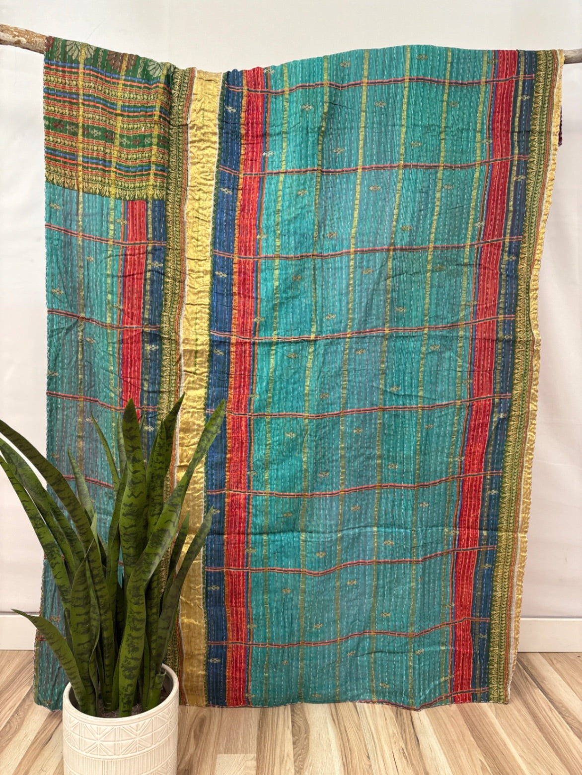 Twin Vintage Cotton Kantha Quilt