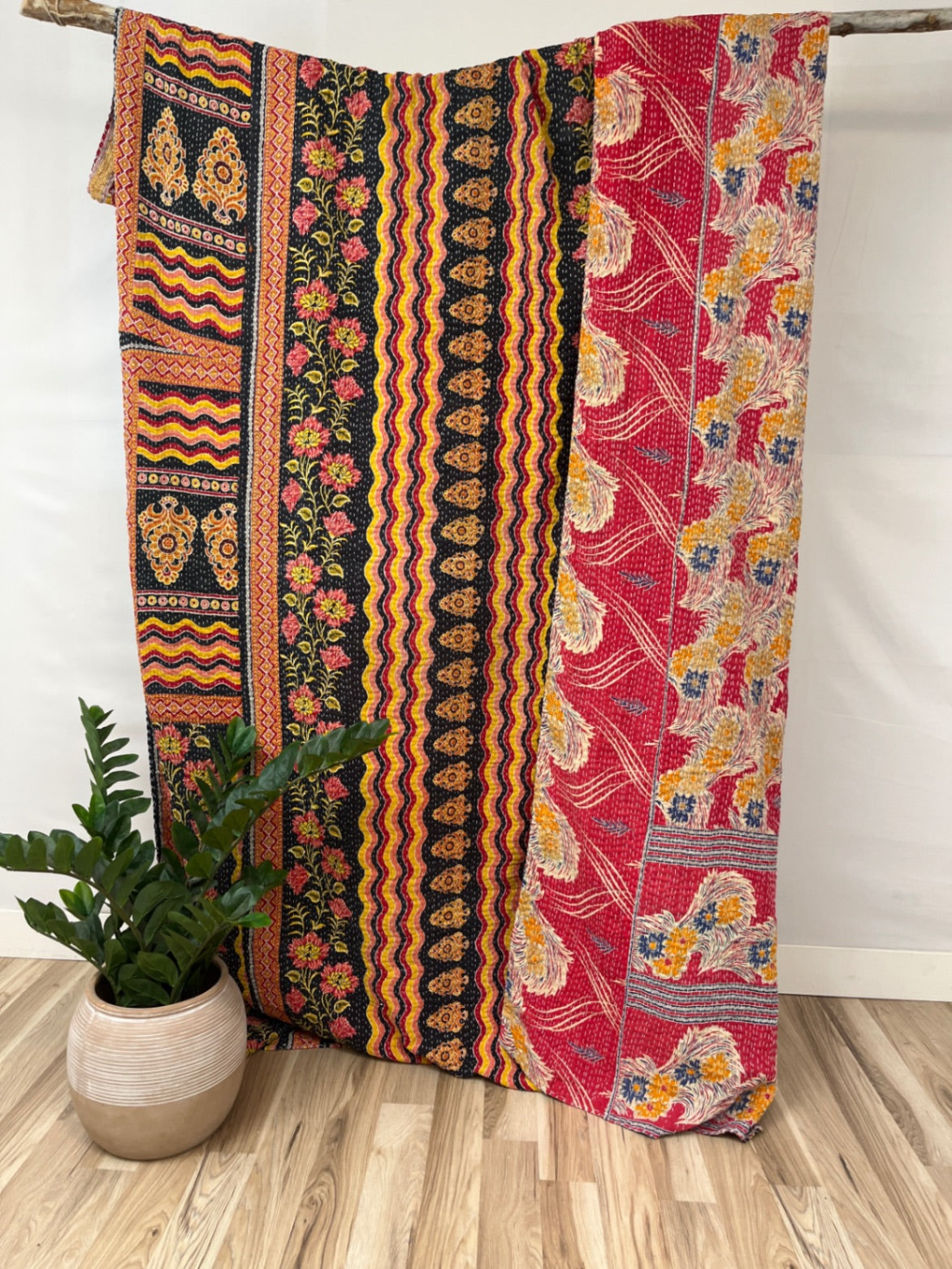 Queen Vintage Cotton Kantha Quilt