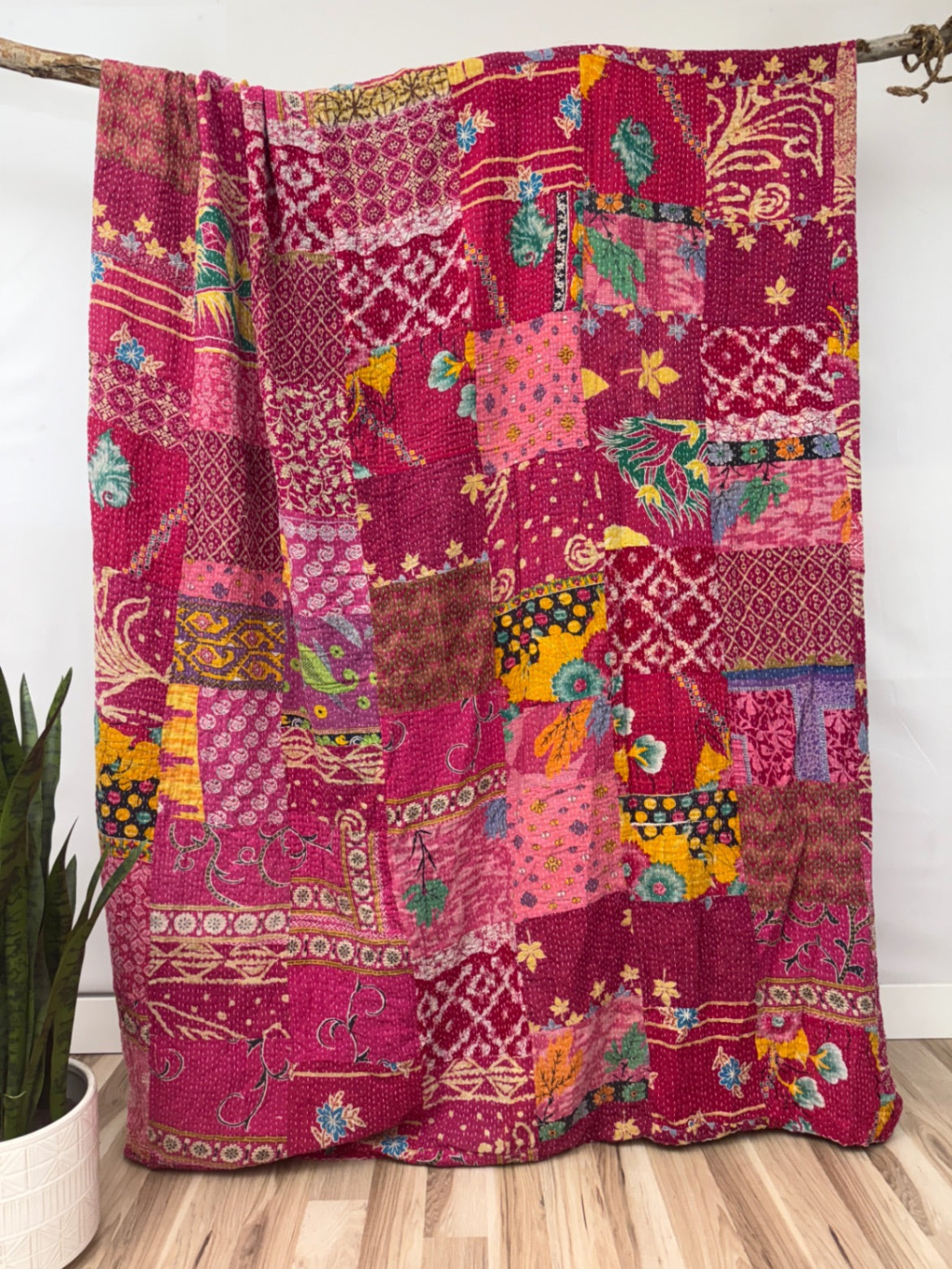 Patchwork Cotton Kantha Quilt King