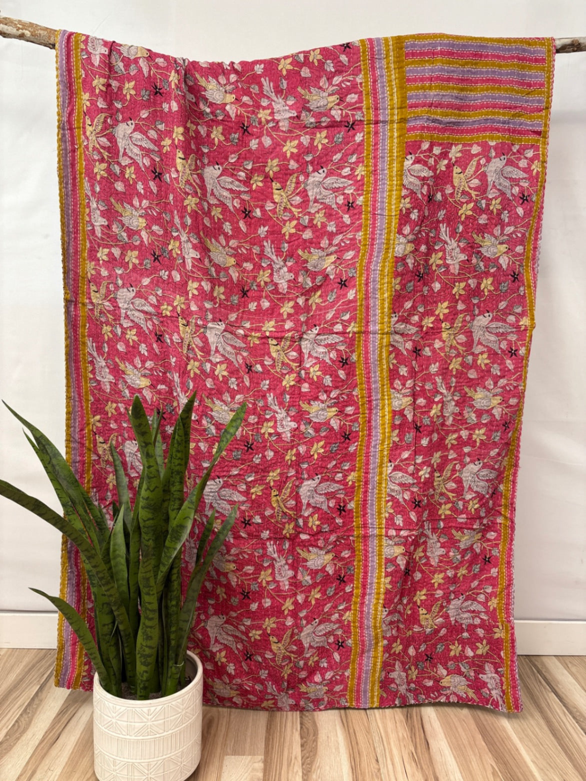 Twin Vintage Cotton Kantha Quilt