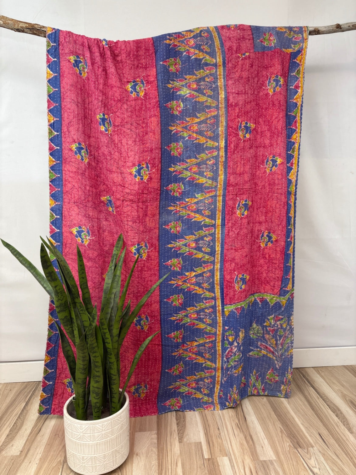 Vintage Cotton Kantha Quilt - Twin