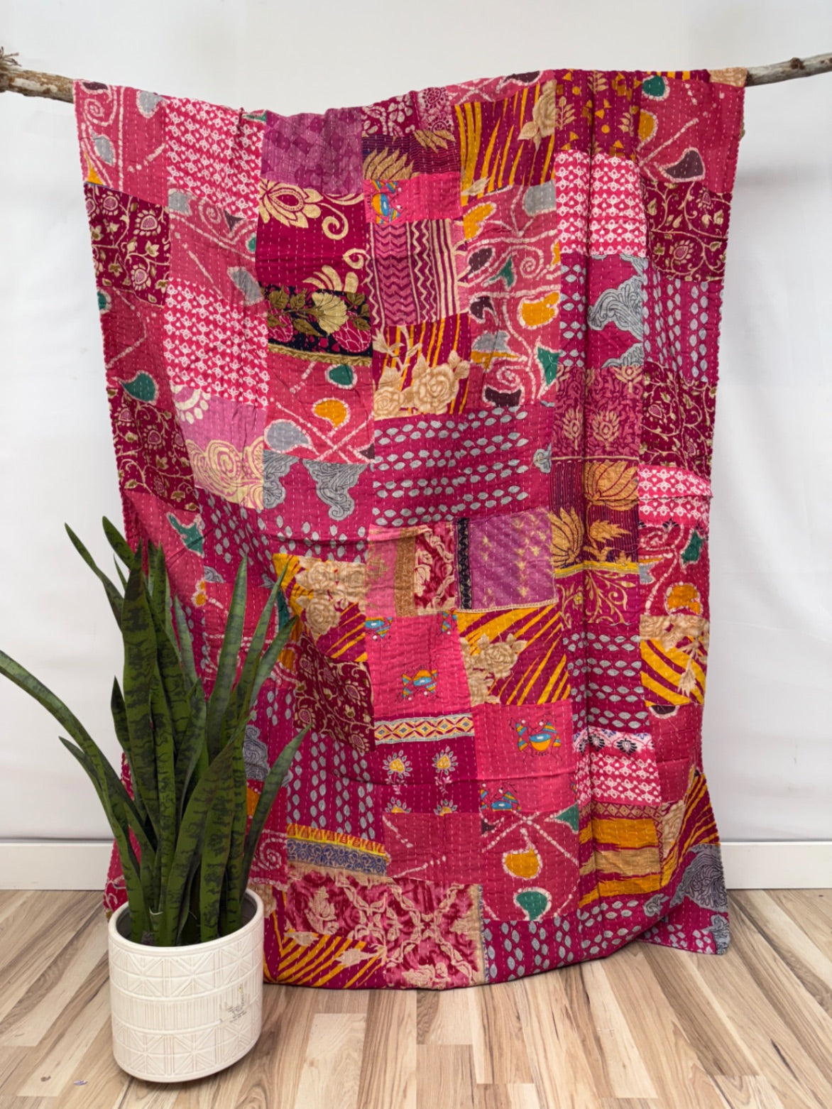 Patchwork Vintage Cotton Kantha Quilt - Twin