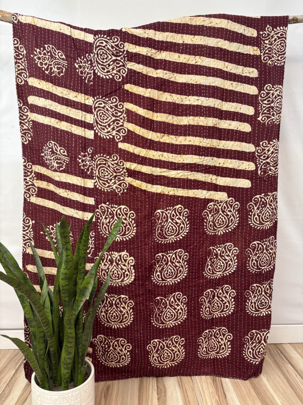 Twin Vintage Cotton Kantha Quilt