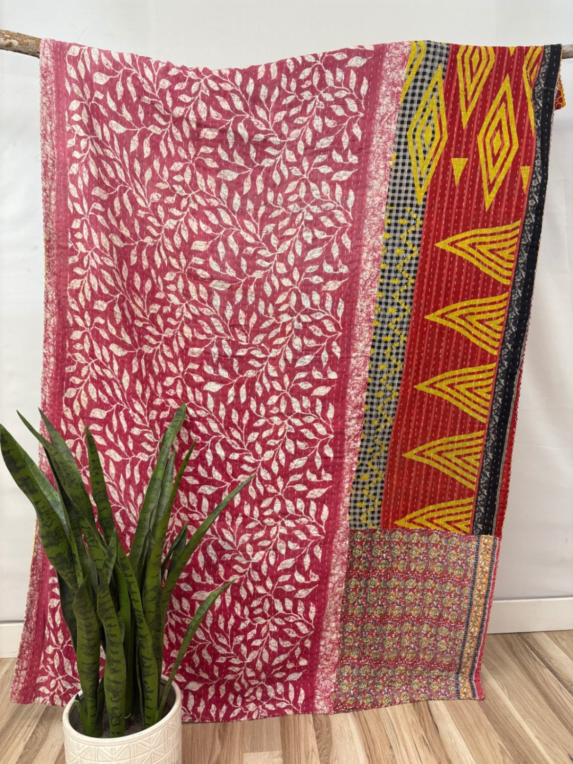 Vintage Cotton Kantha Quilt - Twin