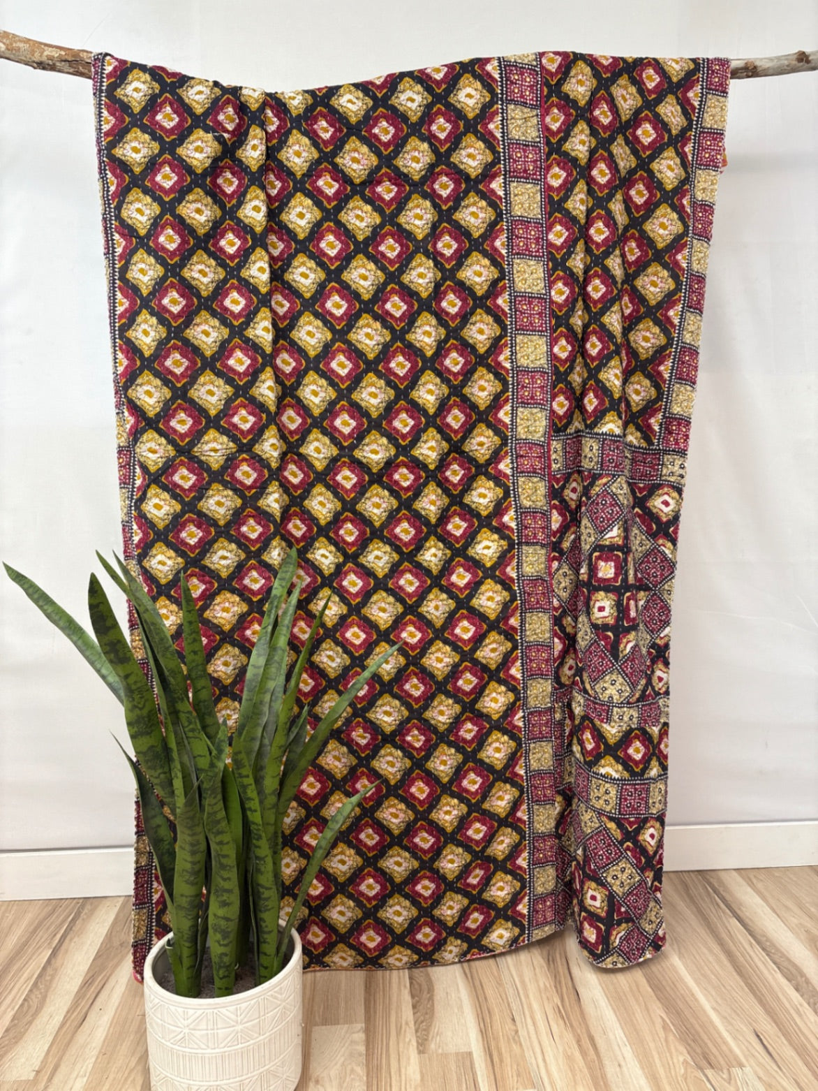 Vintage Cotton Kantha Quilt - Twin