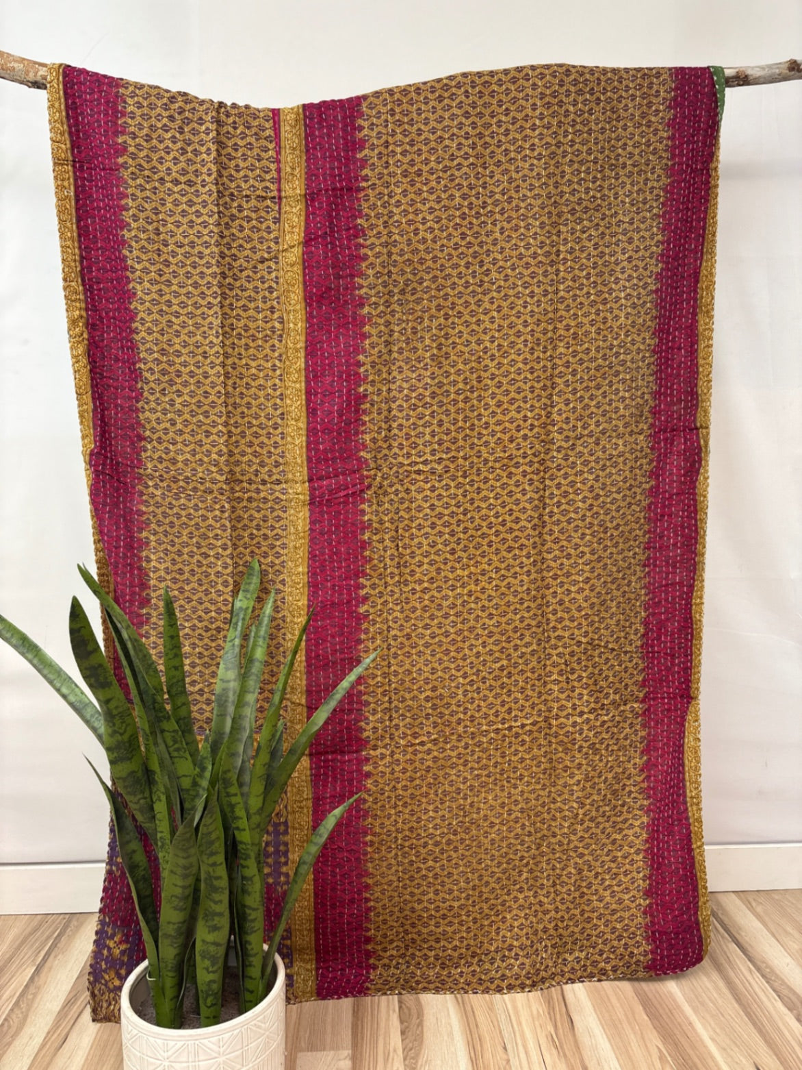 Vintage Cotton Kantha Quilt - Twin