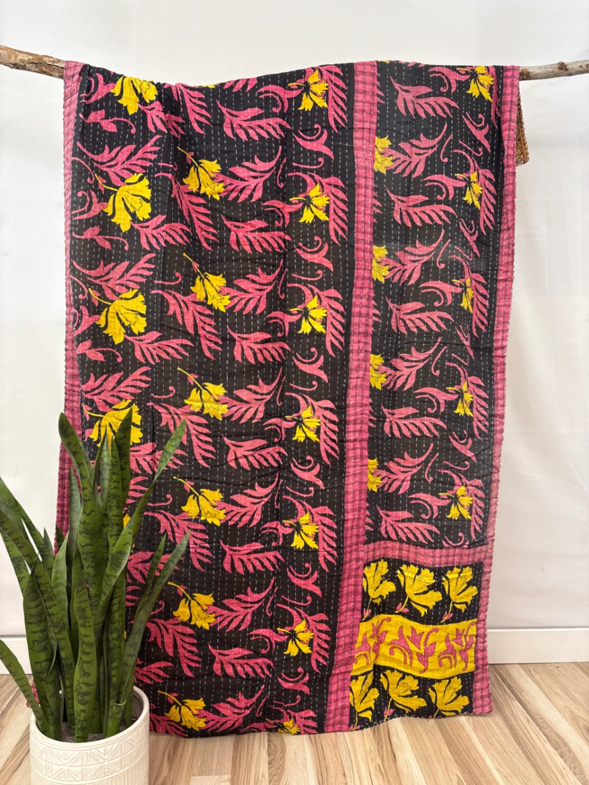 Twin Vintage Cotton Kantha Quilt