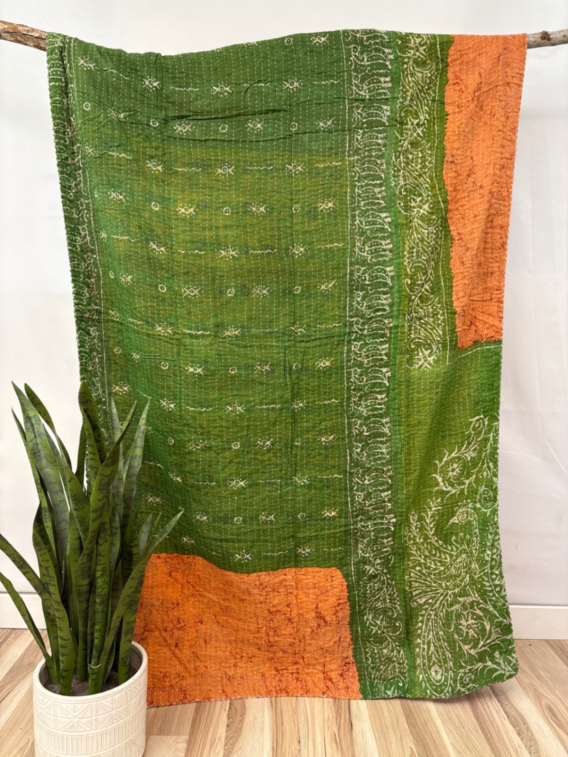 Twin Vintage Cotton Kantha Quilt
