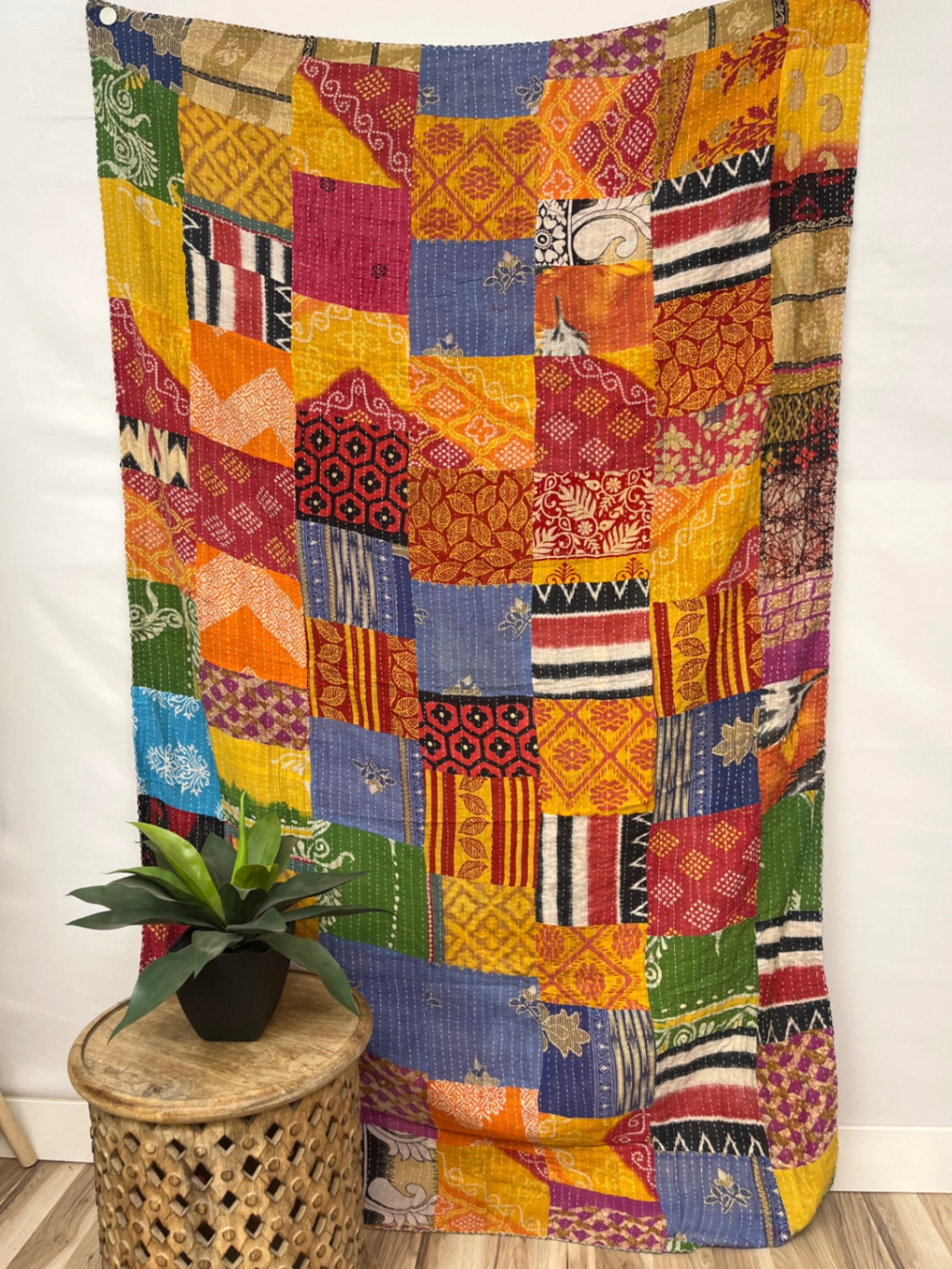 Patchwork Vintage Cotton Kantha Quilt - Twin