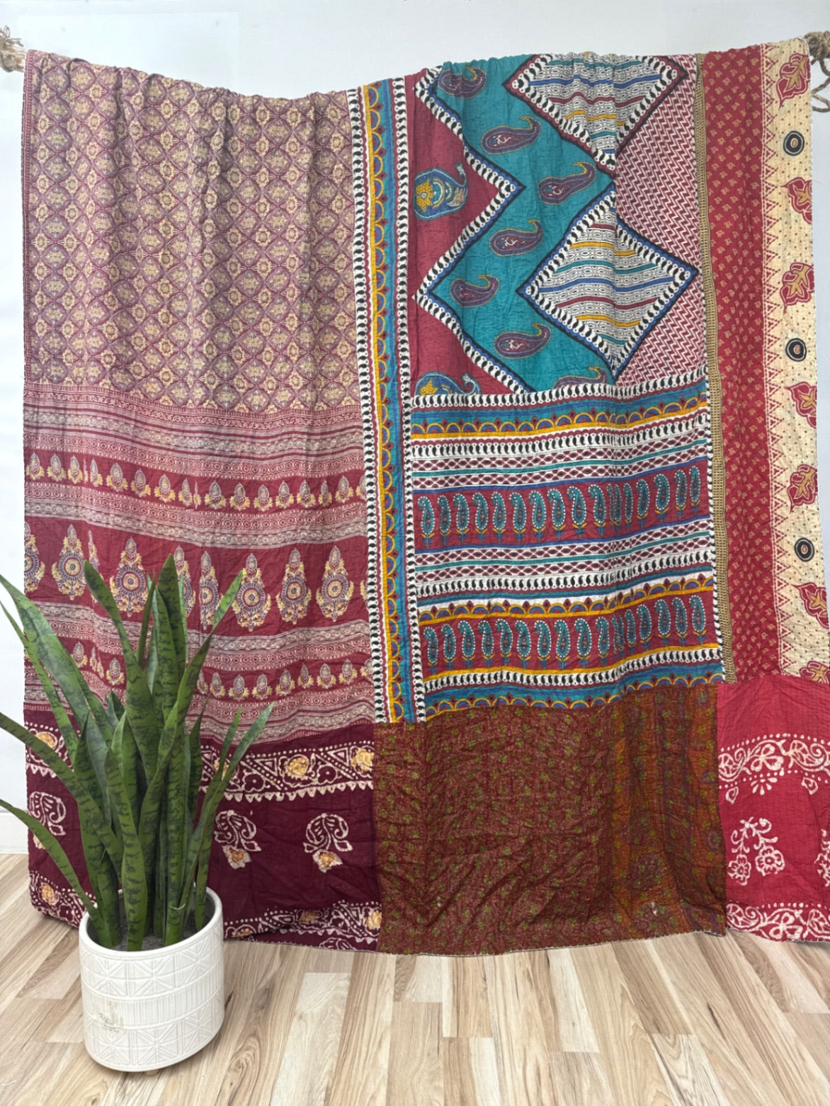 Queen Vintage Cotton Kantha Quilt