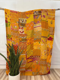 Patchwork Vintage Cotton Kantha Quilt - Twin